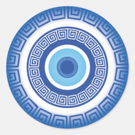 Pegatina Redonda El Ojo Malvado Griego En La Clave Griega