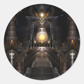Pegatina Redonda El Orb Del Arte Fractal Acrellis