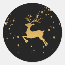 Pegatina Redonda El oro elegante y el Purpurina negro Rudolph