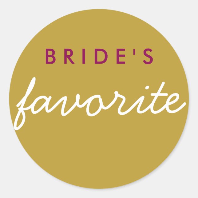 Pegatina Redonda El oro magenta favorito de la novia personalizada (Anverso)