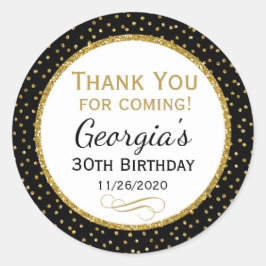 Pegatina Redonda El oro negro del cumpleaños le agradece favorecer