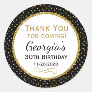 Pegatina Redonda El oro negro del cumpleaños le agradece favorecer