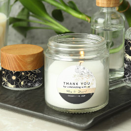 Pegatina Redonda El oro ruso, Boda blanco y negro, gracias