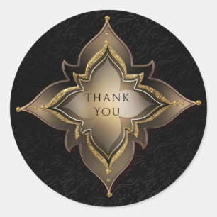 Pegatina Redonda El oro y el Black Glam Exotic Flower Party Favor