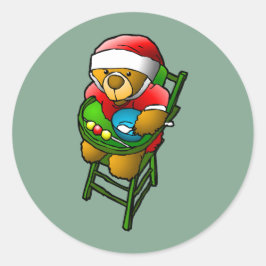 Pegatina Redonda El osito de Navidad