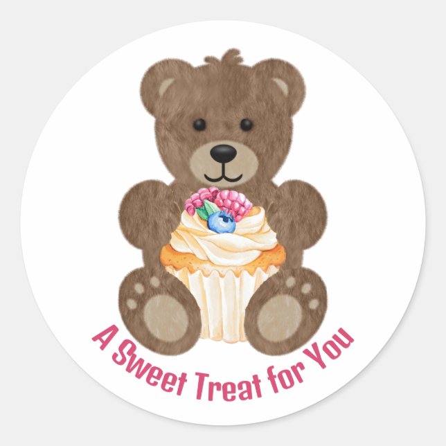 Pegatina Redonda El Oso de Cupcake (Anverso)