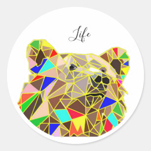 Pegatina Redonda El oso de la vida ventilado colorido