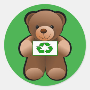 Pegatina Redonda El oso de peluche recicla diseño del símbolo