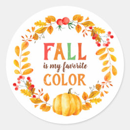 Pegatina Redonda El otoño es mi color favorito Hojas de otoño Calab