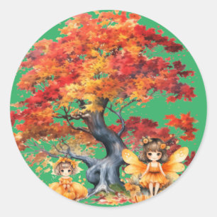 Pegatina Redonda El otoño es un momento divertido