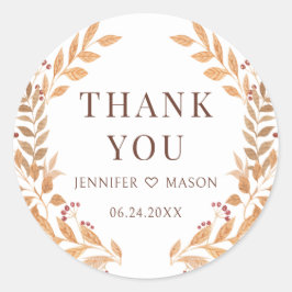 Pegatina Redonda El Otoño Marrón El Árbol Caído Deja Al Boda Gracia