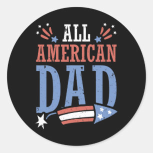 Pegatina Redonda El Padre Estadounidense 4 De Julio Independencia D