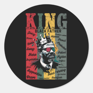 Pegatina Redonda El padre negro King Black Vive el problema de la h