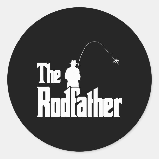 Pegatina Redonda El Padre Rodfather Funny Fisherman T Shirt Sea (Anverso)