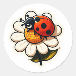 Pegatina Redonda El pájaro de las flores para los niños
