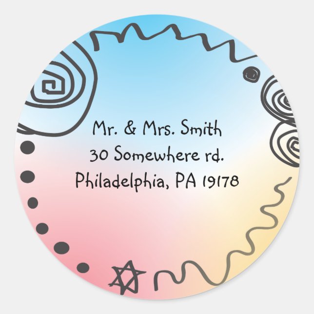 Pegatina Redonda El palo musical chillón Mitzvah de la barra invita (Anverso)