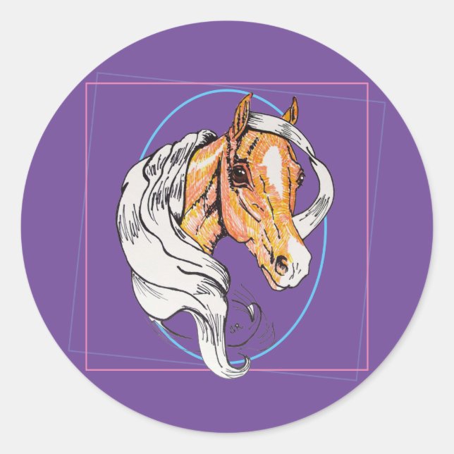 Pegatina Redonda El Palomino (púrpura) (Anverso)