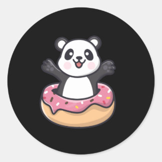 Pegatina Redonda El Panda Cuerdo De Un Donut