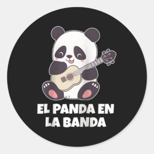 Pegatina Redonda El Panda En La Banda Panda Español Osa Ukulele Ba