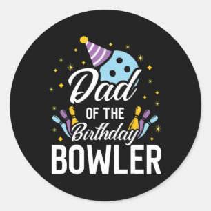 Pegatina Redonda El Papá Del Fiesta De Bolos De Cumpleaños
