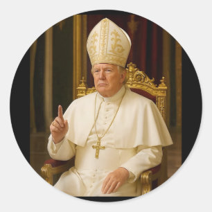Pegatina Redonda El Papa gracioso Trump Tee