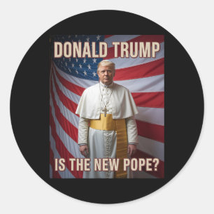 Pegatina Redonda El Papa Gracioso Y El Presidente Donald Trump1