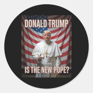 Pegatina Redonda El Papa Gracioso Y El Presidente Donald Trump5