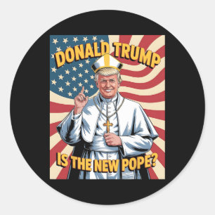 Pegatina Redonda El Papa Gracioso Y El Presidente Donald Trump8