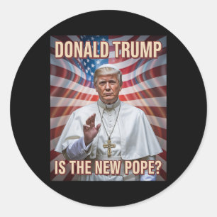 Pegatina Redonda El Papa Gracioso Y El Presidente Donald Trump9