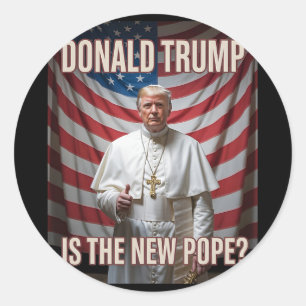 Pegatina Redonda El Papa Gracioso Y El Presidente Donald Trump9