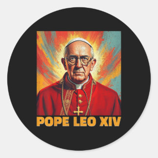 Pegatina Redonda El Papa Leo Xiv Nuevo Papa Americano 2025 Divertid