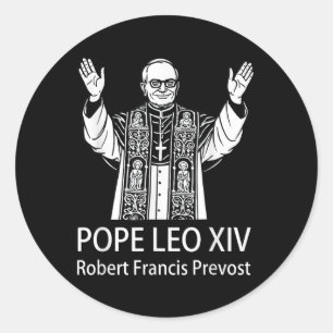Pegatina Redonda El Papa Leo Xiv Robert Francis Prevost