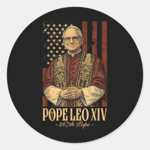 Pegatina Redonda El Papa Leo Xiv Robert Francis Prevost