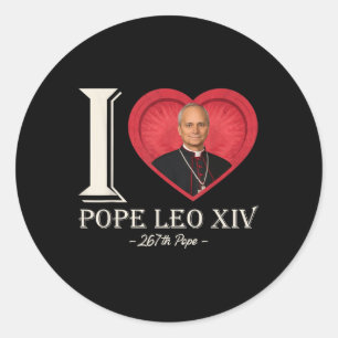 Pegatina Redonda El Papa León Xiv Papa Robert Francis Prevost C