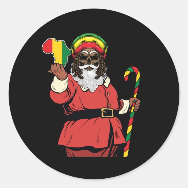 Pegatina Redonda El Papá Noel rasta Gorras Navidades rastafari (Anverso)