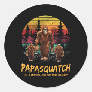 Pegatina Redonda El Papa Retro Squatch Como El Abuelo Funny Sa