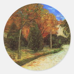 Pegatina Redonda El parque público en Arlés de Vincent van Gogh