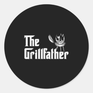 Pegatina Redonda El parrillfather Funny Bbq Dad Grilling Barbecuing