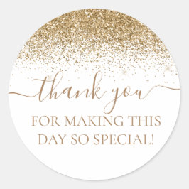 Pegatina Redonda El Partido Purpurina Oro Favor Gracias