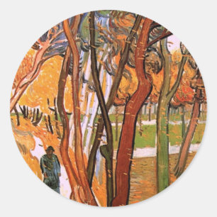 Pegatina Redonda El paseo: Hojas caídas de Vincent van Gogh