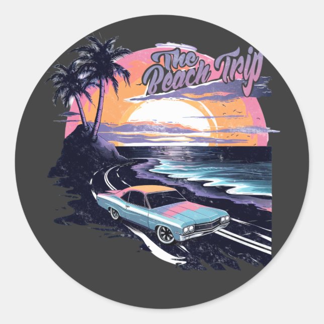 Pegatina Redonda El paseo marítimo (Anverso)