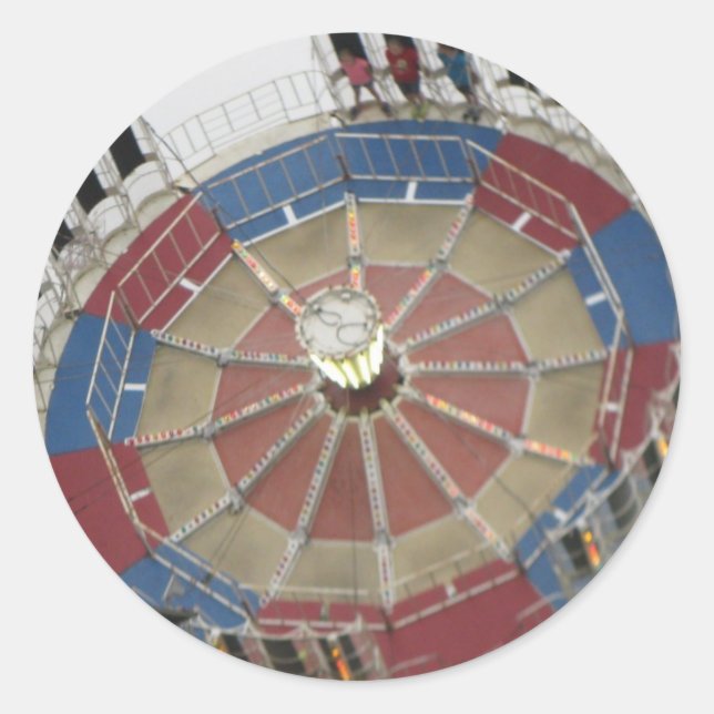 Pegatina Redonda El paseo por el parque de atracciones Roundup (Anverso)