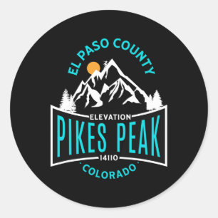 Pegatina Redonda El Paso County Pikes Peak Colorado escalada