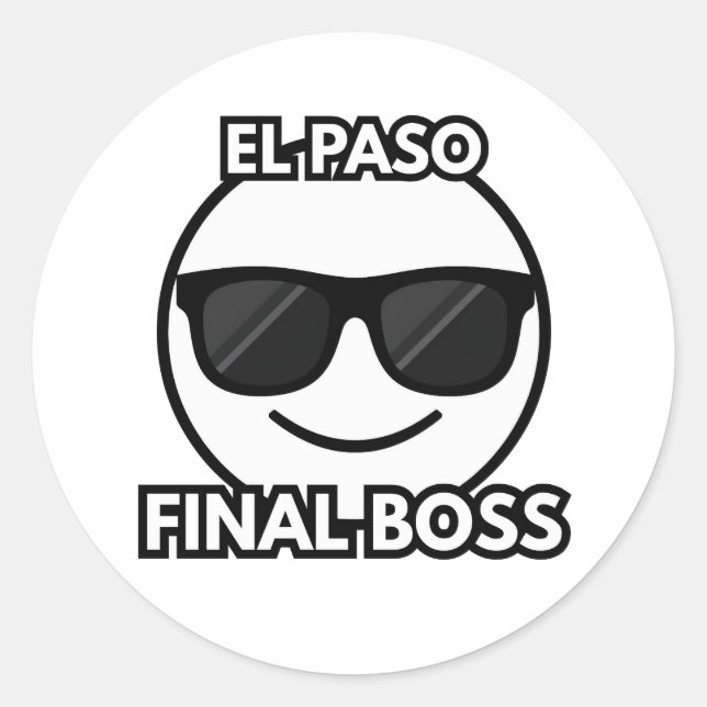 Pegatina Redonda El Paso Final Boss Cool Emoji Sticker (Anverso)