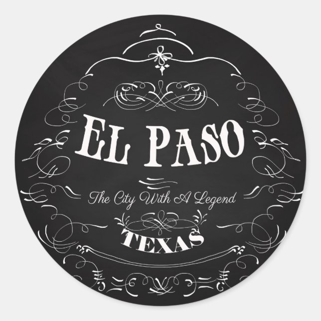 Pegatina Redonda El Paso, Texas - La ciudad con una leyenda (Anverso)