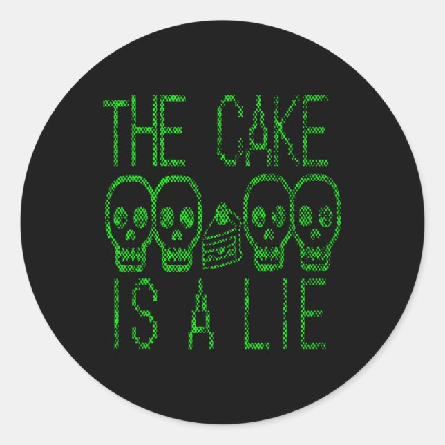 Pegatina Redonda El Pastel Es Un Juego De Vídeo Mentiroso Juego De  (Anverso)