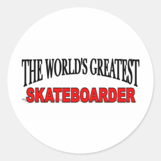 Pegatina Redonda El patinador más grande del mundo
