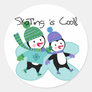Pegatina Redonda El patinaje sobre pingüinos es Guay