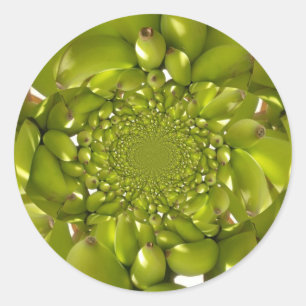 Pegatina Redonda El patrón del Kaleidoscope verde