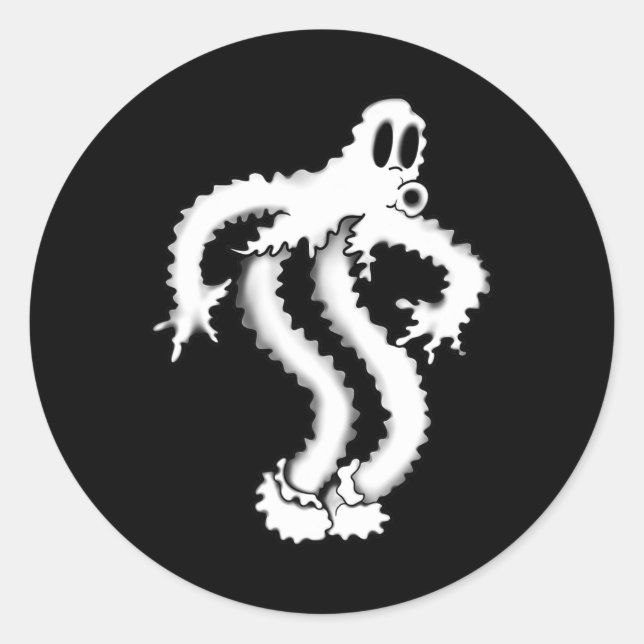 Pegatina Redonda El payaso fantasma Shaky Spooky Blackwork (Anverso)